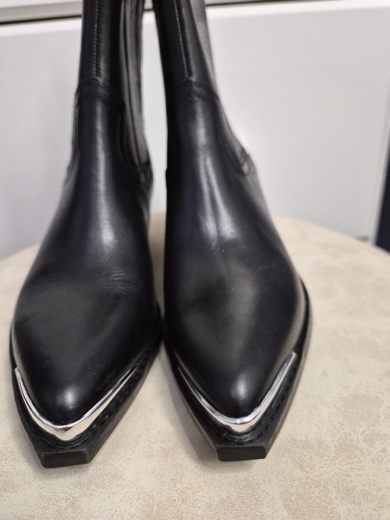 Marc Fisher Shoes - Marc Fisher Black Ankle Boots with Metal Toe Detail